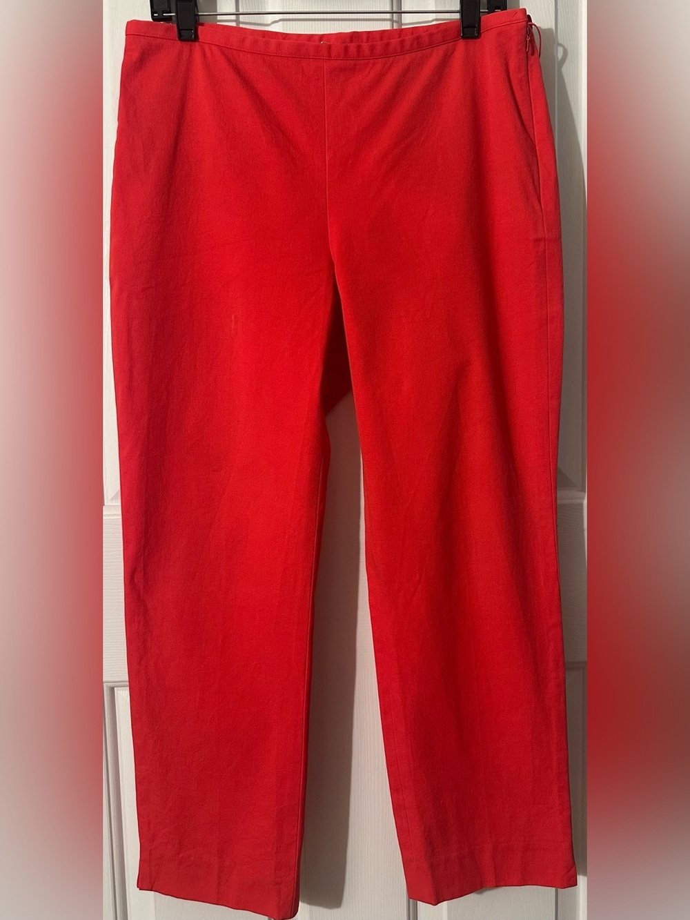J. McLAUGHLIN 10 Preppy Old Money Orange Red Cotton Stretch Ankle Slim Zip Pant